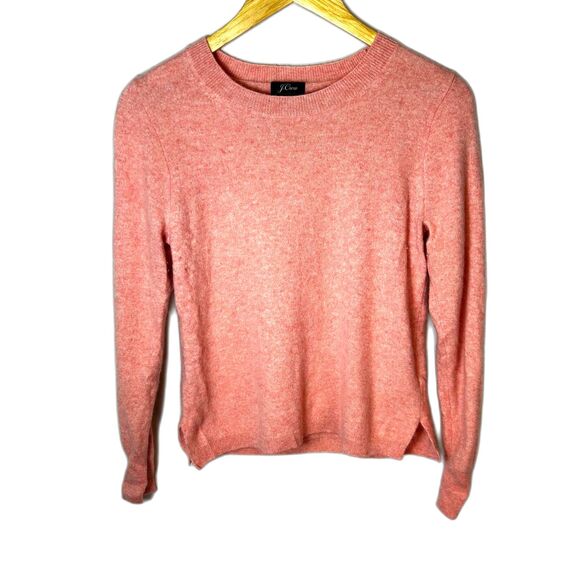 J. Crew Heathered Coral 100% Cashmere Classic-Fit Crewneck Sweater Size M - Picture 2 of 9